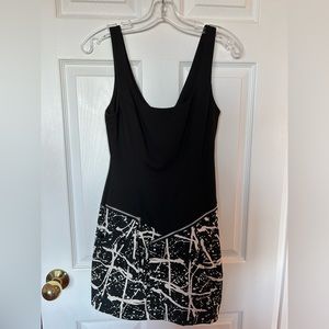 Guess black and patterned mini dress